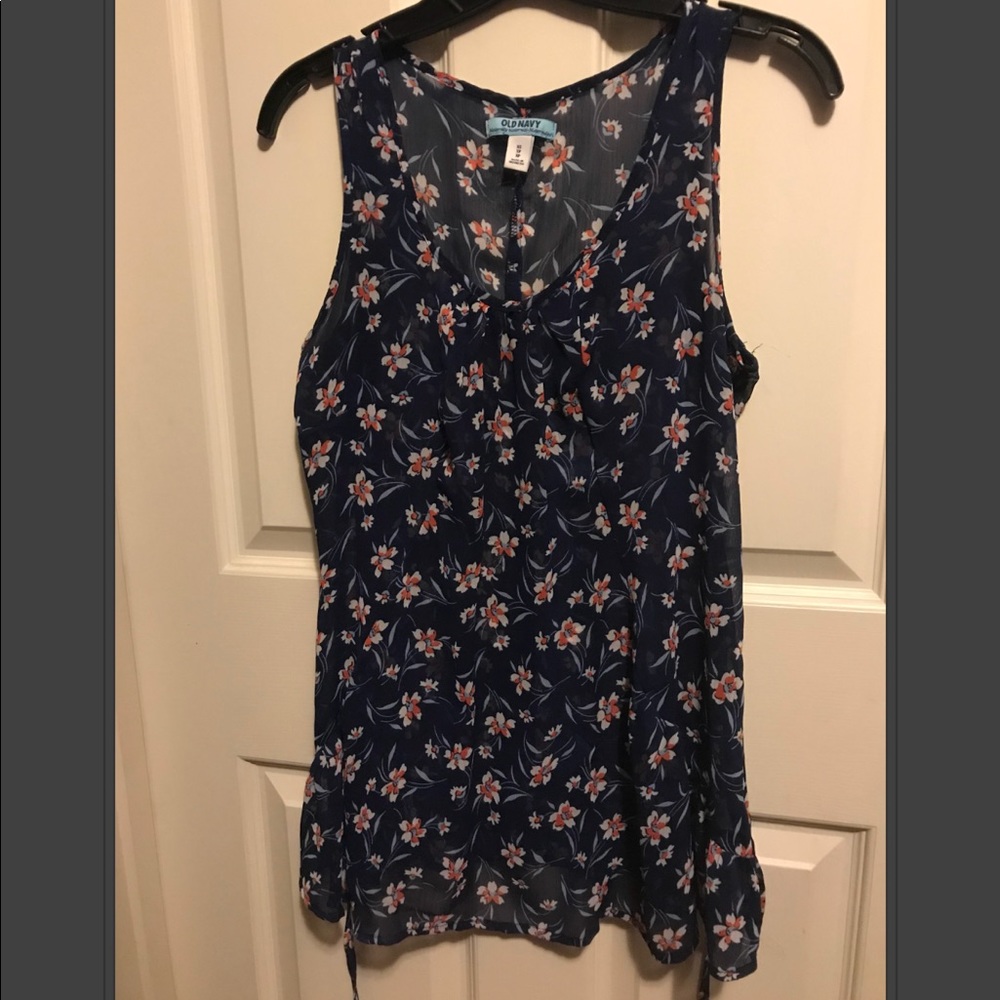 Old navy tank top. Worn once. Ties in the back.